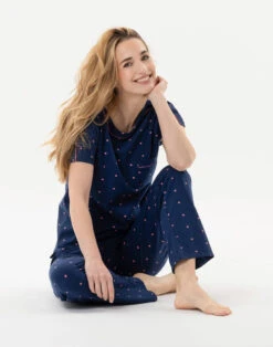 Pyjama En Coton AMORE 702 Marine -Pyjama Chic Femme Magasin pyjama en coton amore 702 marine 2