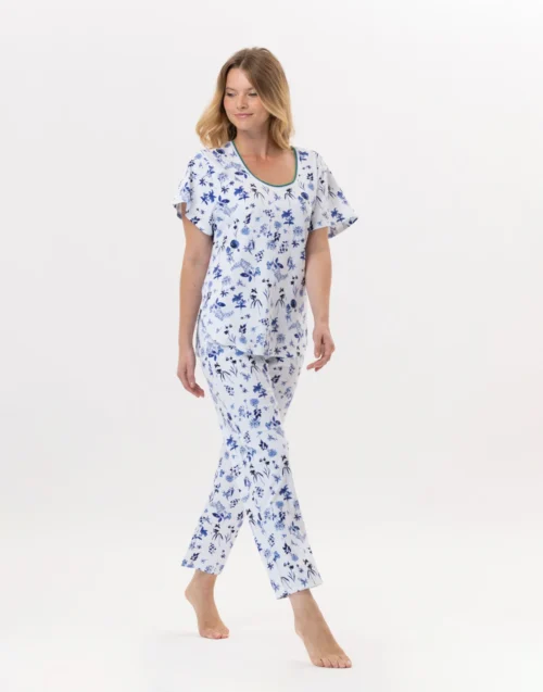 Pyjama En Coton BLOOM 902 Bleu -Pyjama Chic Femme Magasin pyjama en coton bloom 902 bleu 2