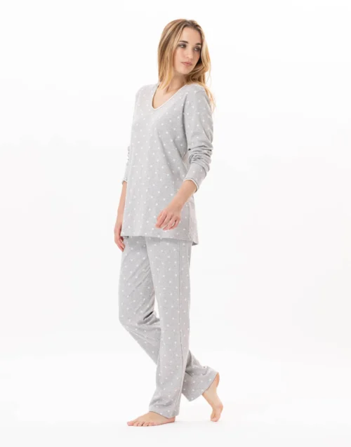 Pyjama En Coton CHAMADE 802 Gris Chine -Pyjama Chic Femme Magasin pyjama en coton chamade 802 gris chine 4