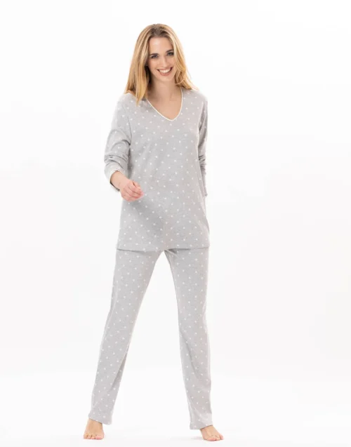 Pyjama En Coton CHAMADE 802 Gris Chine -Pyjama Chic Femme Magasin pyjama en coton chamade 802 gris chine 5