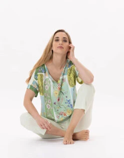 Pyjama En Coton ESTEREL 902 Vert D'eau -Pyjama Chic Femme Magasin pyjama en coton esterel 902 vert d eau 3