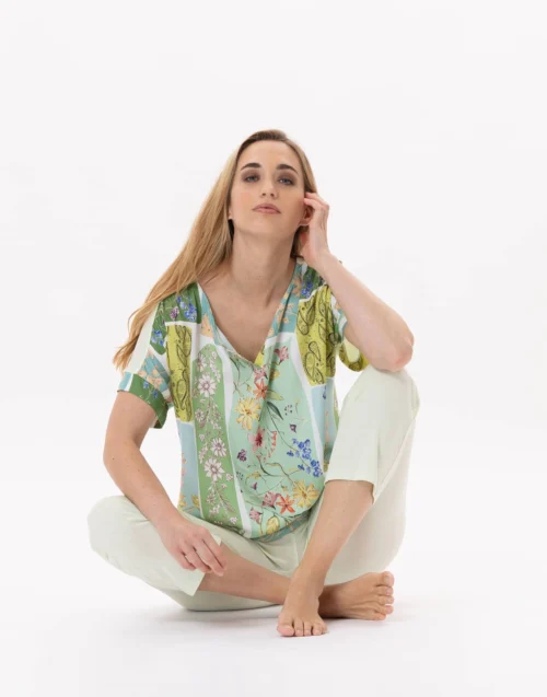 Pyjama En Coton ESTEREL 902 Vert D'eau -Pyjama Chic Femme Magasin pyjama en coton esterel 902 vert d eau 3