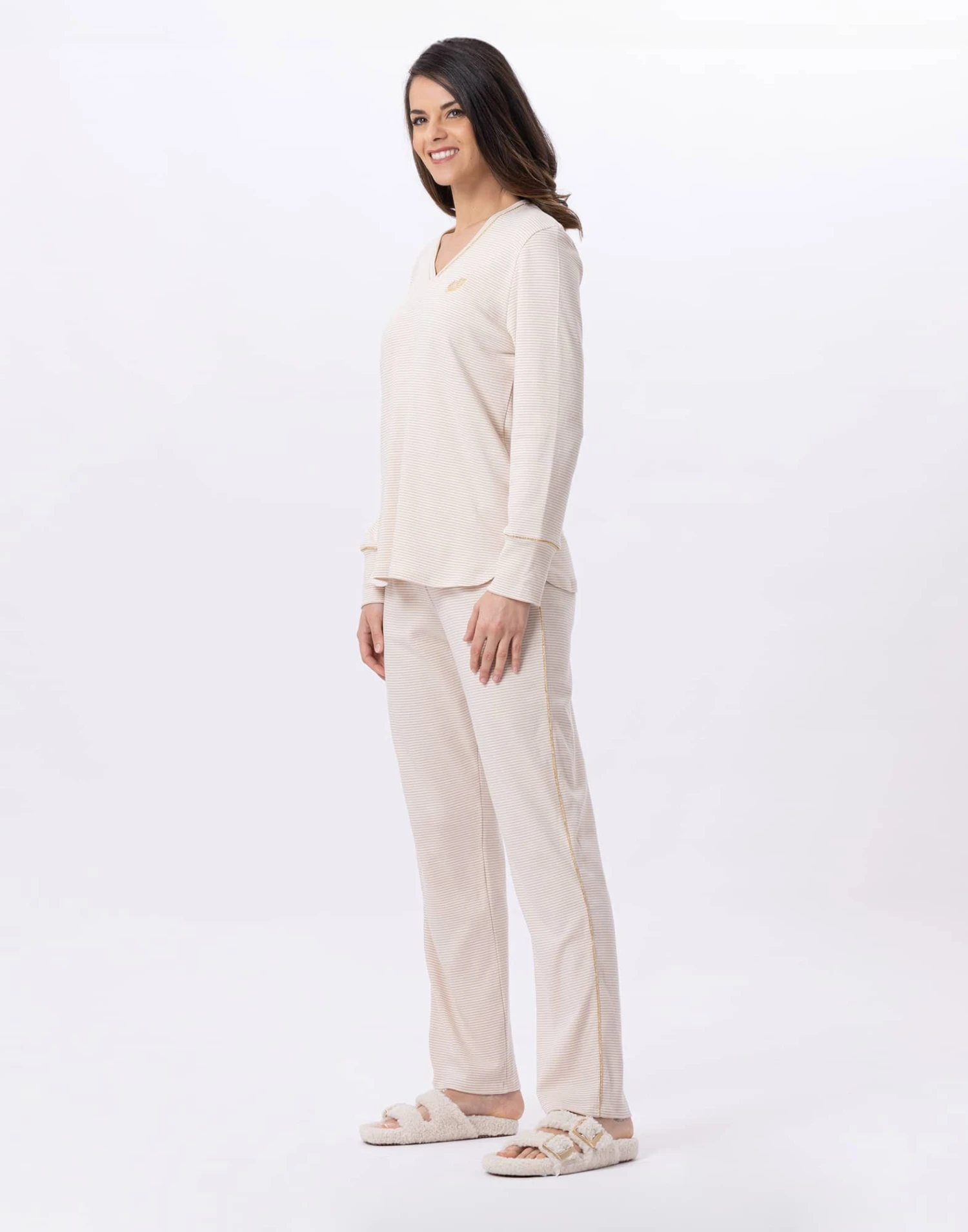 Pyjama En Coton GARANCE 802 Doré/Ecru 5 Pyjama En Coton GARANCE 802 Doré/Ecru – Image 5