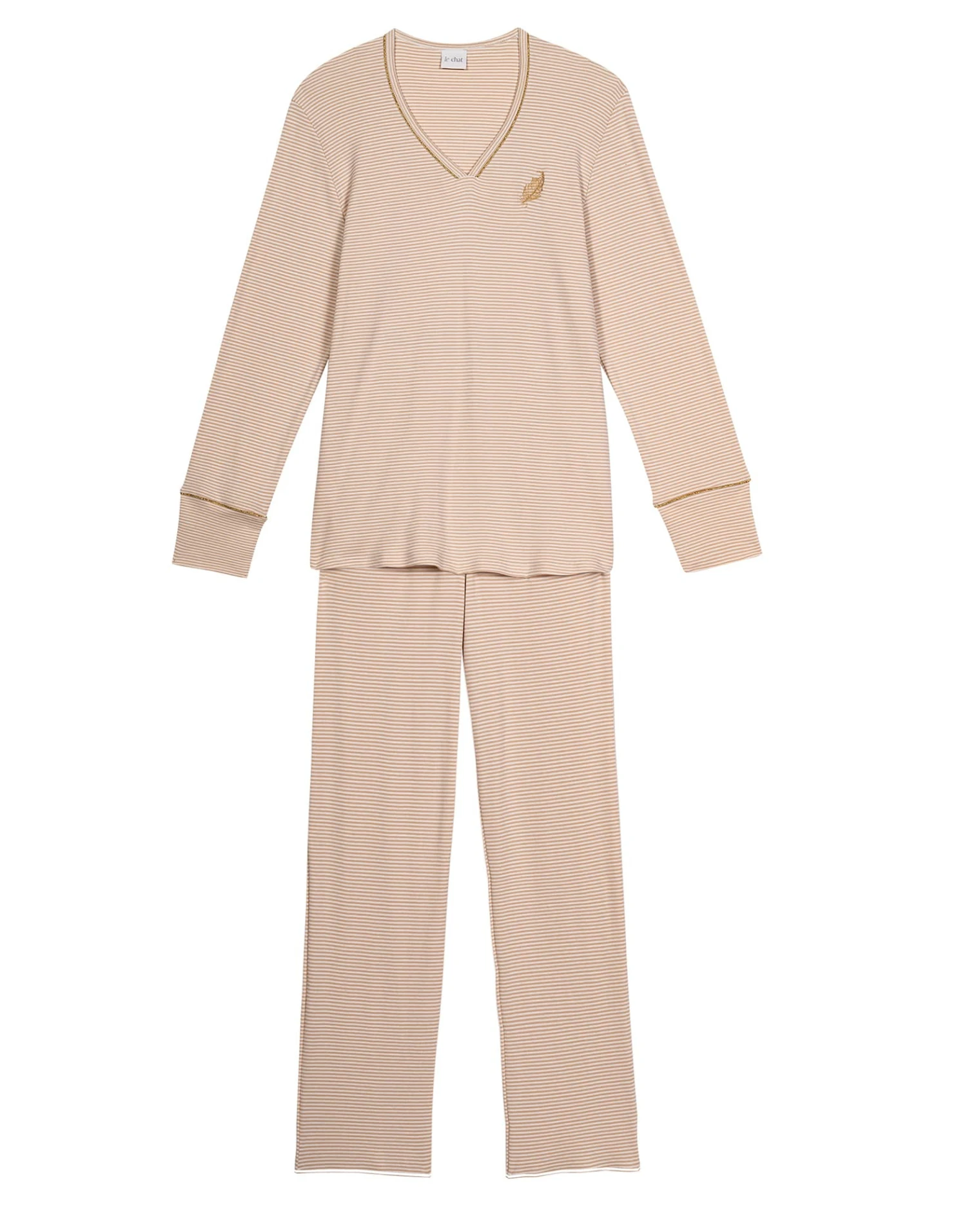 Pyjama En Coton GARANCE 802 Doré/Ecru 7 Pyjama En Coton GARANCE 802 Doré/Ecru – Image 7