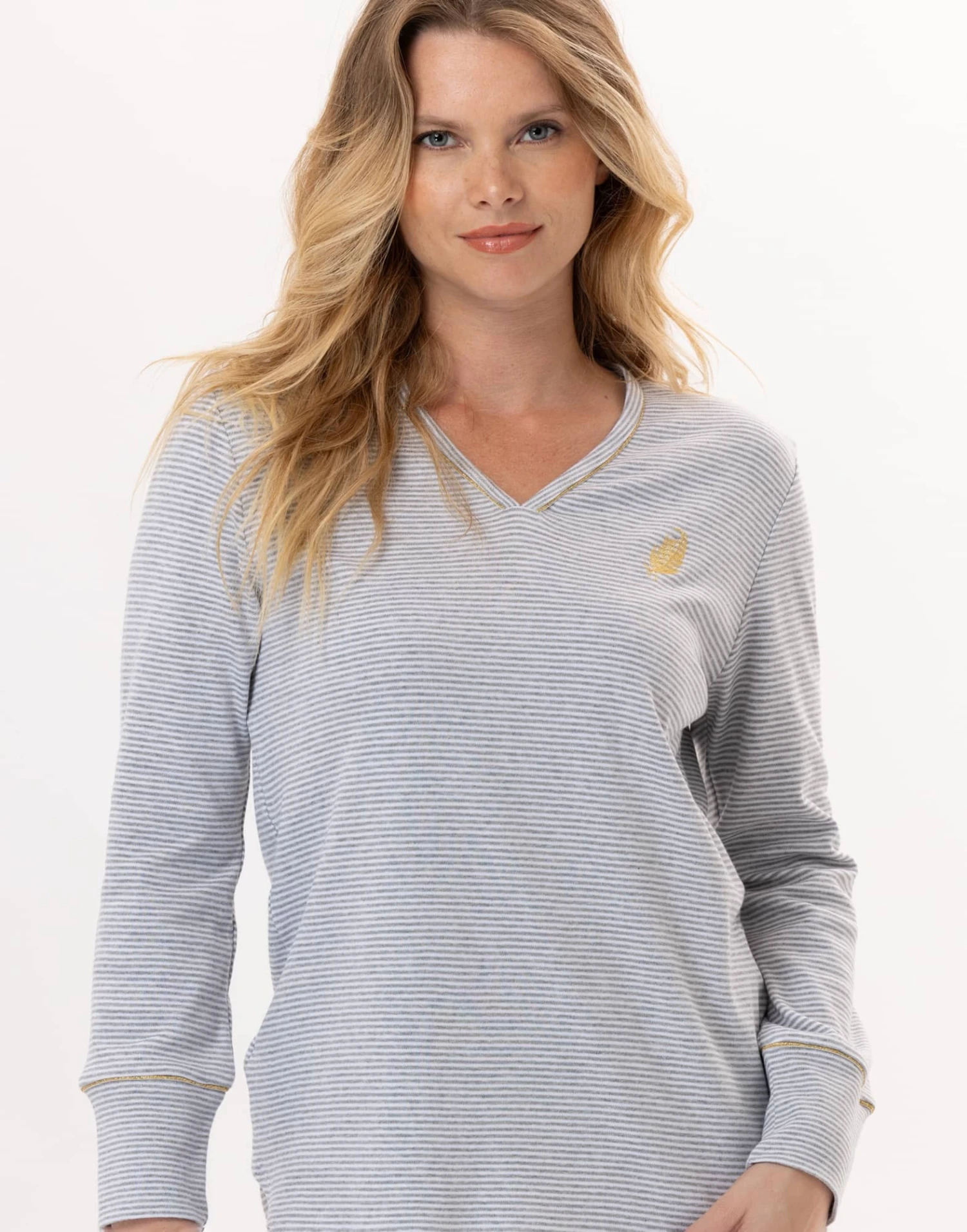 Pyjama En Coton GARANCE 802Gris Chine/Blanc 2 Pyjama En Coton GARANCE 802Gris Chine/Blanc – Image 2