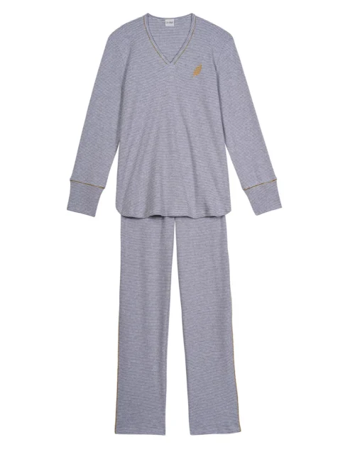 Pyjama En Coton GARANCE 802Gris Chine/Blanc -Pyjama Chic Femme Magasin pyjama en coton garance 802 gris chine blanc 5