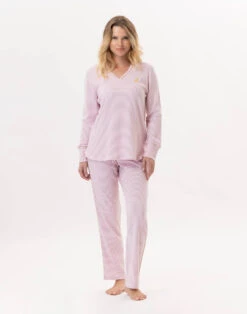 Pyjama En Coton GARANCE 802 Rose/Blanc