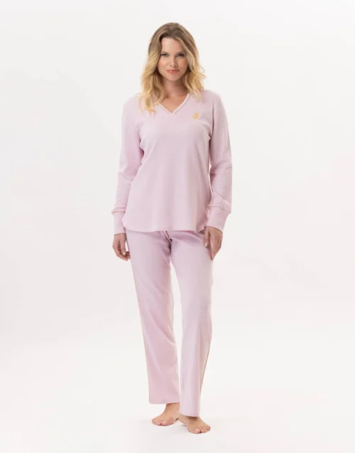Pyjama En Coton GARANCE 802 Rose/Blanc