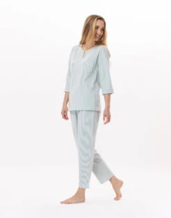 Pyjama En Coton JEANNETTE 902 Turquoise -Pyjama Chic Femme Magasin pyjama en coton jeannette 902 turquoise 2