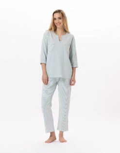 Pyjama En Coton JEANNETTE 902 Turquoise -Pyjama Chic Femme Magasin pyjama en coton jeannette 902 turquoise 3