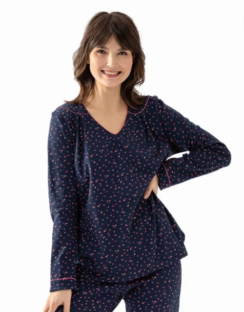 Pyjama En Coton Marine HOLLY 602 Marine -Pyjama Chic Femme Magasin pyjama en coton marine holly 602 marine 2