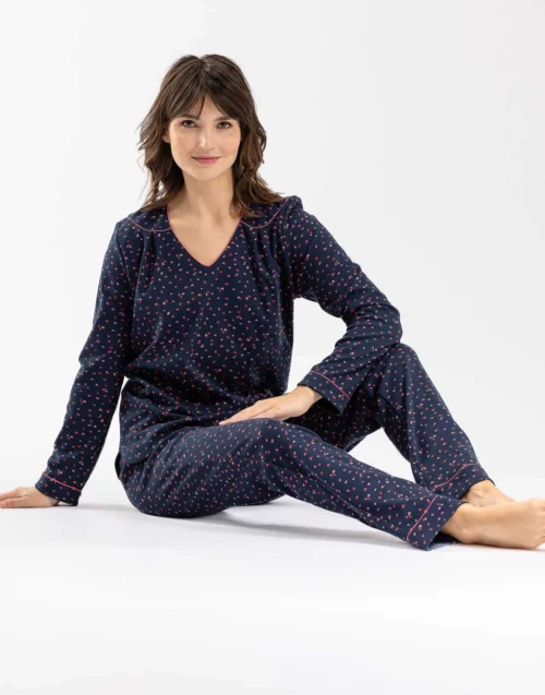 Pyjama En Coton Marine HOLLY 602 Marine -Pyjama Chic Femme Magasin pyjama en coton marine holly 602 marine 5