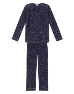 Pyjama En Coton Marine HOLLY 602 Marine -Pyjama Chic Femme Magasin pyjama en coton marine holly 602 marine 7