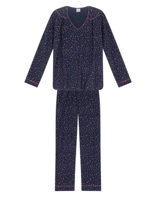 Pyjama En Coton Marine HOLLY 602 Marine -Pyjama Chic Femme Magasin pyjama en coton marine holly 602 marine 7