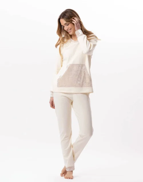 Pyjama En Coton Matelassé PILLOW 802 Ecru -Pyjama Chic Femme Magasin pyjama en coton matelasse pillow 802 ecru 4