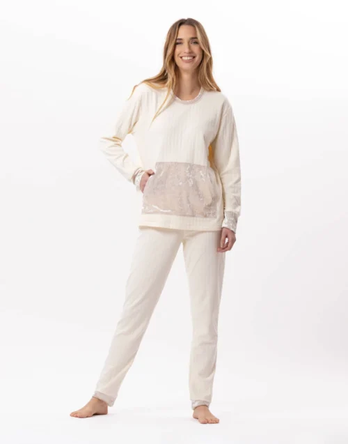 Pyjama En Coton Matelassé PILLOW 802 Ecru