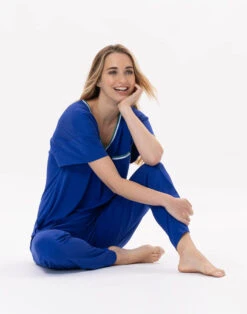 Pyjama En Jersey BLOOM 912 Bleu -Pyjama Chic Femme Magasin pyjama en jersey bloom 912 bleu 2