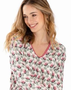 Pyjama En Jersey Imprimée écru ZOÉ 602 écru -Pyjama Chic Femme Magasin pyjama en jersey imprimee ecru zoe 602 ecru 1