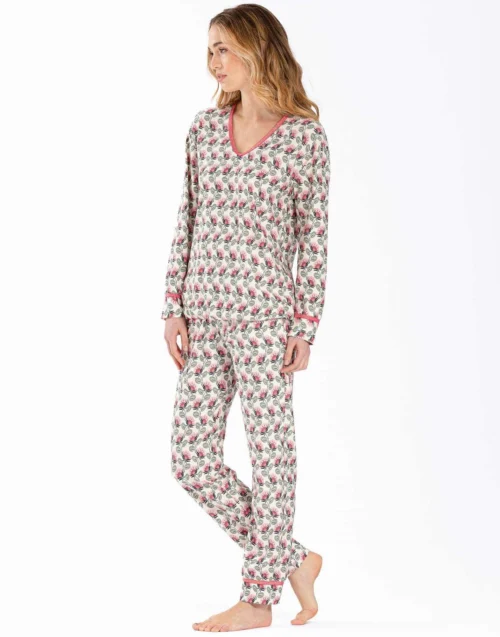 Pyjama En Jersey Imprimée écru ZOÉ 602 écru -Pyjama Chic Femme Magasin pyjama en jersey imprimee ecru zoe 602 ecru 2