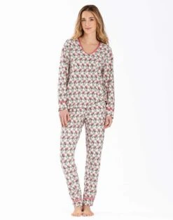 Pyjama En Jersey Imprimée écru ZOÉ 602 écru -Pyjama Chic Femme Magasin pyjama en jersey imprimee ecru zoe 602 ecru 4