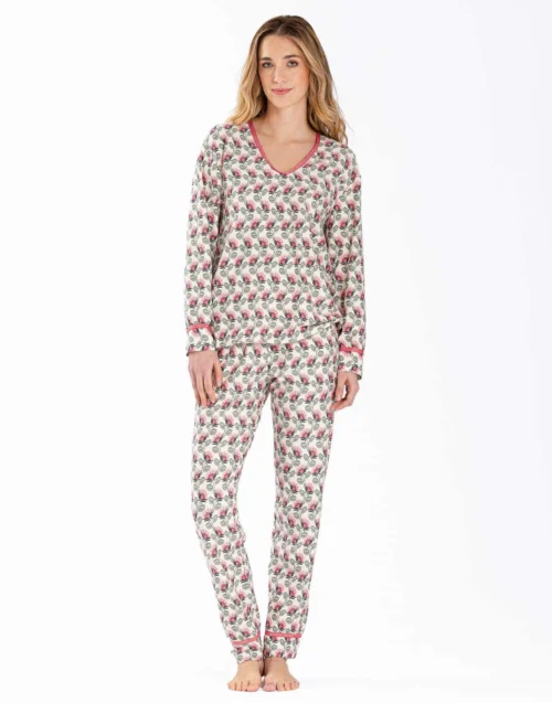 Pyjama En Jersey Imprimée écru ZOÉ 602 écru -Pyjama Chic Femme Magasin pyjama en jersey imprimee ecru zoe 602 ecru 4
