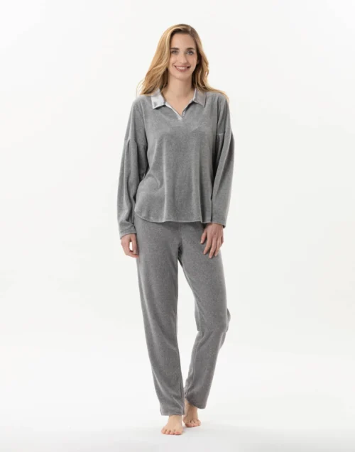 Pyjama En Velours VELVET 802Gris Chine