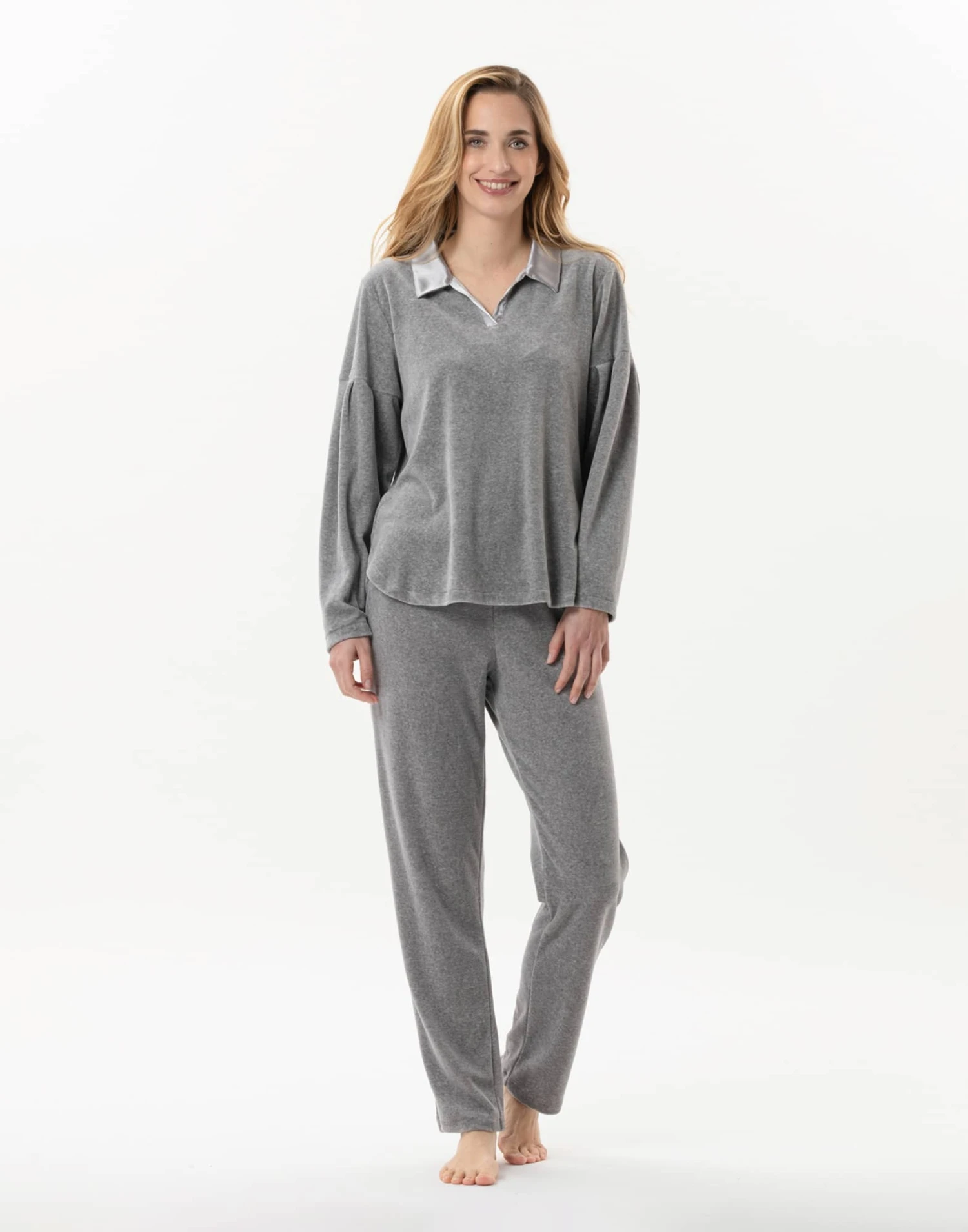 Pyjama En Velours VELVET 802Gris Chine 1 Pyjama En Velours VELVET 802Gris Chine