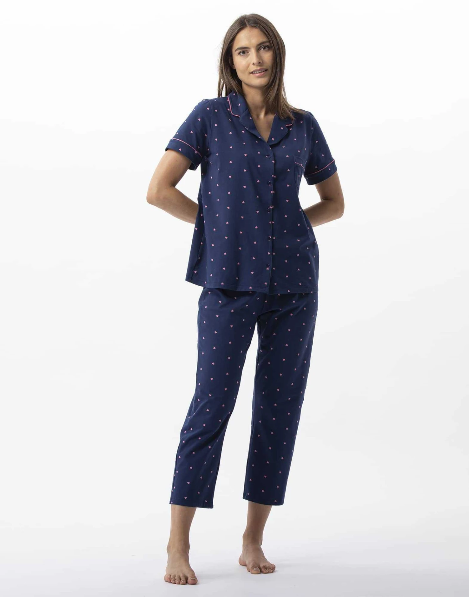 Pyjama Pantacourt En Coton AMORE 706 Marine 2 Pyjama Pantacourt En Coton AMORE 706 Marine – Image 2