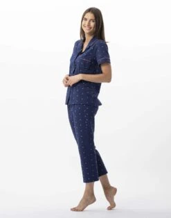 Pyjama Pantacourt En Coton AMORE 706 Marine 9 Pyjama Pantacourt En Coton AMORE 706 Marine -Pyjama Chic Femme Magasin pyjama pantacourt en coton amore 706 marine 2