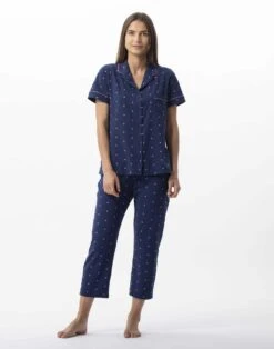 Pyjama Pantacourt En Coton AMORE 706 Marine