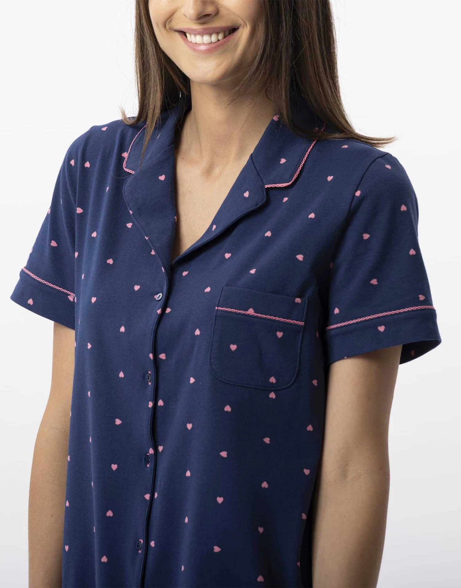 Pyjama Pantacourt En Coton AMORE 706 Marine 5 Pyjama Pantacourt En Coton AMORE 706 Marine – Image 5