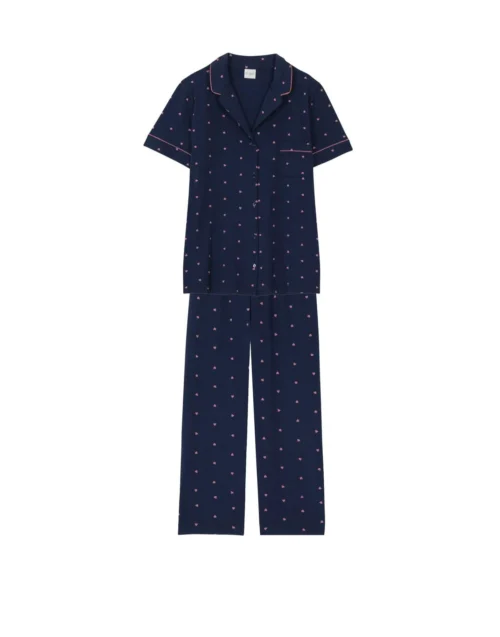Pyjama Pantacourt En Coton AMORE 706 Marine -Pyjama Chic Femme Magasin pyjama pantacourt en coton amore 706 marine 6