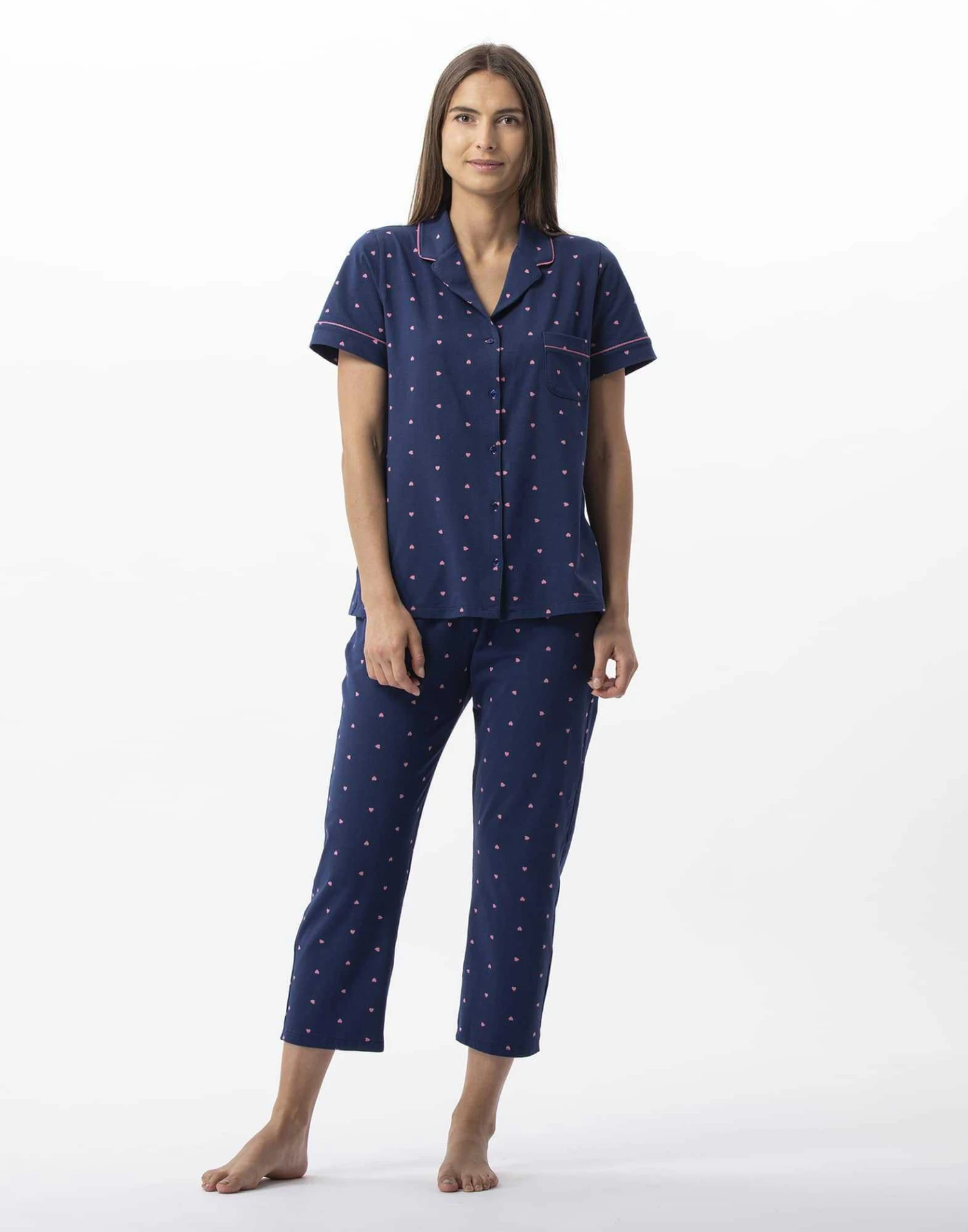 Pyjama Pantacourt En Coton AMORE 706 Marine
