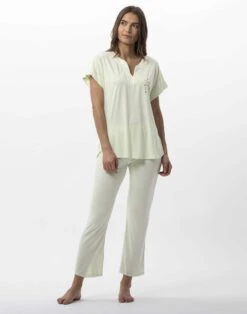 Pyjama Pantacourt En Coton Modal RIVIERA 702 Anis