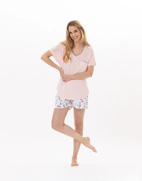 Pyjama Short En Coton BLOOM 900 Corail 11 Pyjama Short En Coton BLOOM 900 Corail -Pyjama Chic Femme Magasin pyjama short en coton bloom 900 corail 3