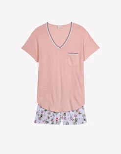 Pyjama Short En Coton BLOOM 900 Corail -Pyjama Chic Femme Magasin pyjama short en coton bloom 900 corail 7