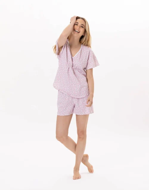 Pyjama Short En Coton CALISSON 900 Rose -Pyjama Chic Femme Magasin pyjama short en coton calisson 900 rose 3