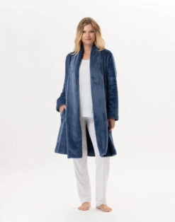 Robe De Chambre En Peluche Flanelle ESSENTIEL 855 Prusse
