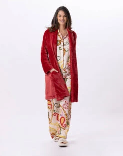 Robe De Chambre En Peluche Flanelle ESSENTIEL 855 Tomette -Pyjama Chic Femme Magasin robe de chambre en peluche flanelle essentiel 855 tomette 2