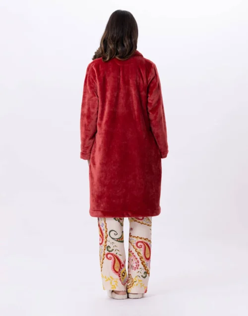 Robe De Chambre En Peluche Flanelle ESSENTIEL 855 Tomette -Pyjama Chic Femme Magasin robe de chambre en peluche flanelle essentiel 855 tomette 5