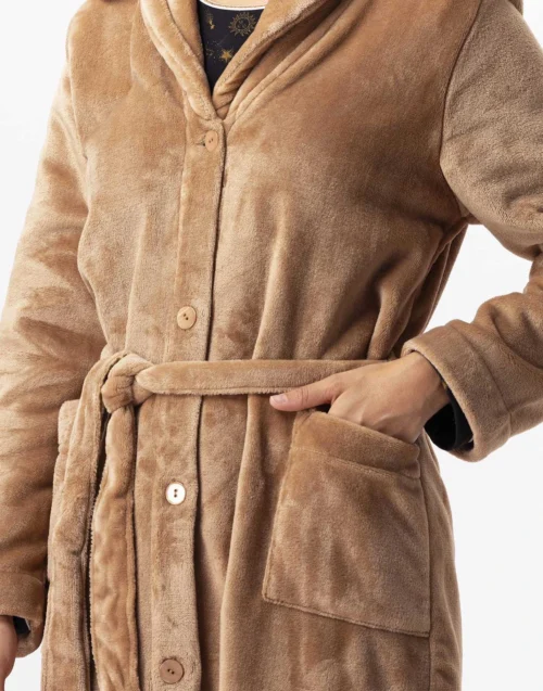 Robe De Chambre En Peluche Flanelle ESSENTIEL H51B Doré 7 Robe De Chambre En Peluche Flanelle ESSENTIEL H51B Doré -Pyjama Chic Femme Magasin robe de chambre en peluche flanelle essentiel h51b dore 2