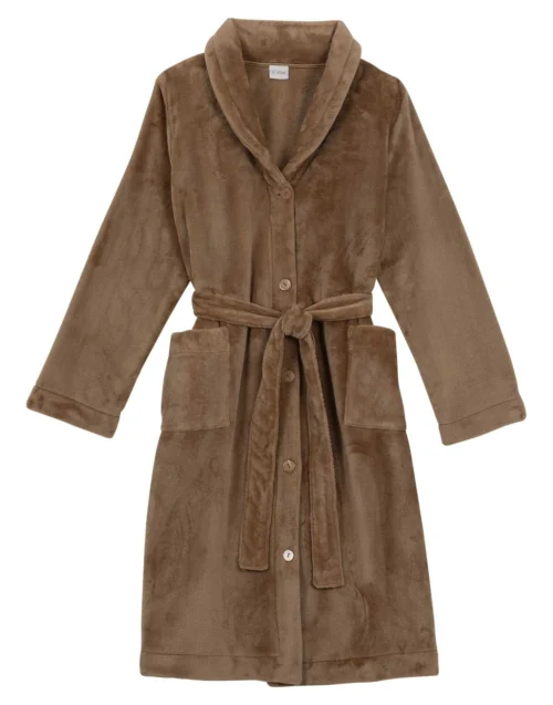 Robe De Chambre En Peluche Flanelle ESSENTIEL H51B Doré 9 Robe De Chambre En Peluche Flanelle ESSENTIEL H51B Doré -Pyjama Chic Femme Magasin robe de chambre en peluche flanelle essentiel h51b dore 4
