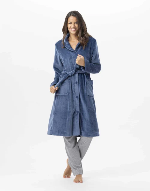 Robe De Chambre En Peluche Flanelle ESSENTIEL H51B Prusse 8 Robe De Chambre En Peluche Flanelle ESSENTIEL H51B Prusse -Pyjama Chic Femme Magasin robe de chambre en peluche flanelle essentiel h51b prusse 2