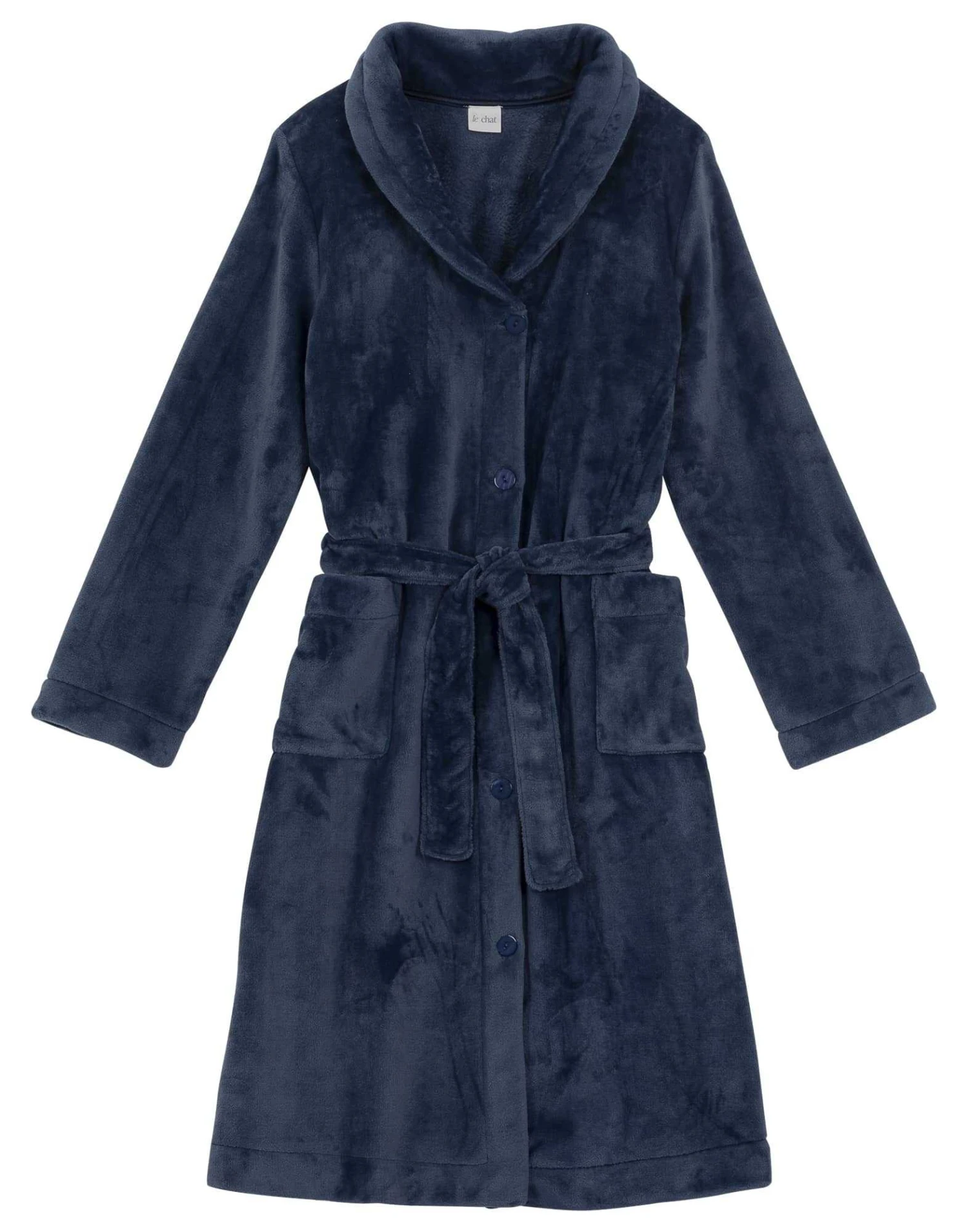 Robe De Chambre En Peluche Flanelle ESSENTIEL H51B Prusse 6 Robe De Chambre En Peluche Flanelle ESSENTIEL H51B Prusse – Image 6