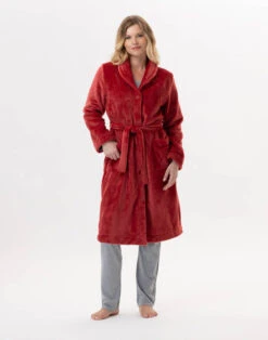 Robe De Chambre En Peluche Flanelle ESSENTIEL H51B Tomette