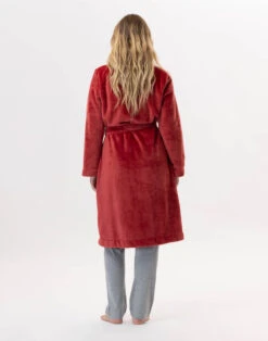 Robe De Chambre En Peluche Flanelle ESSENTIEL H51B Tomette -Pyjama Chic Femme Magasin robe de chambre en peluche flanelle essentiel h51b tomette 4