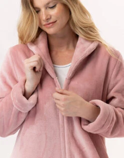 Robe De Chambre En Peluche Flanelle ESSENTIEL H56B Blush -Pyjama Chic Femme Magasin robe de chambre en peluche flanelle essentiel h56b blush 2