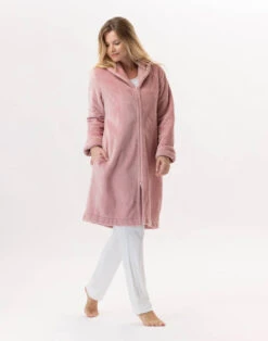 Robe De Chambre En Peluche Flanelle ESSENTIEL H56B Blush -Pyjama Chic Femme Magasin robe de chambre en peluche flanelle essentiel h56b blush 5