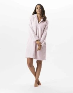 Robe De Chambre En Peluche Flanelle ESSENTIEL H56B Bois De Rose