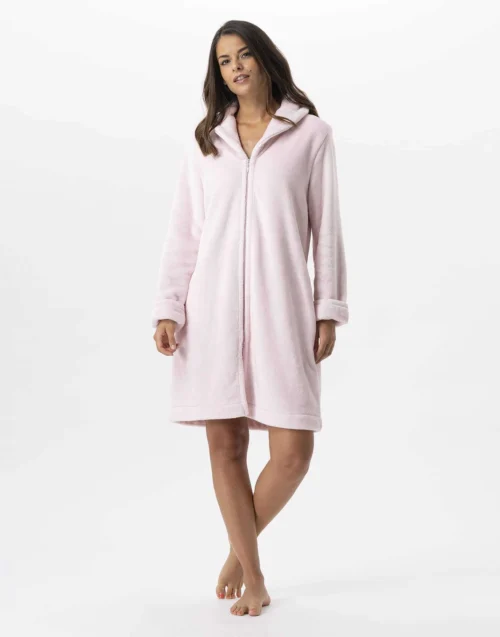 Robe De Chambre En Peluche Flanelle ESSENTIEL H56B Bois De Rose -Pyjama Chic Femme Magasin robe de chambre en peluche flanelle essentiel h56b bois de rose 4